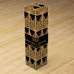 Gold and Black Art Deco Pattern Wedding Thank You Wine Gift Box<br><div class="desc">Gold yellow and black art deco retro pattern wedding thank you wine gift box. 1920's style.</div>