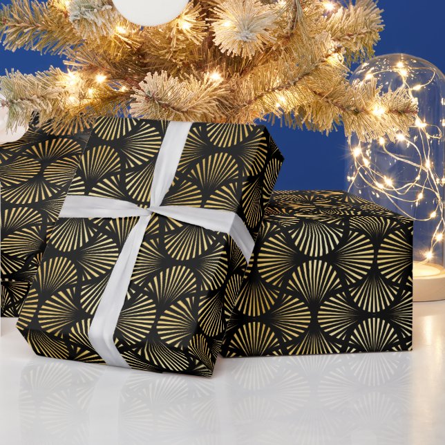 Gold and Black Art Deco Pattern Wrapping Paper (Holidays)