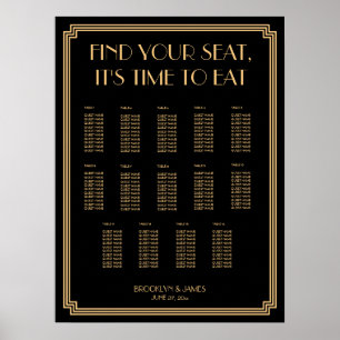 Gold And Black Art Deco Wedding Seating Chart