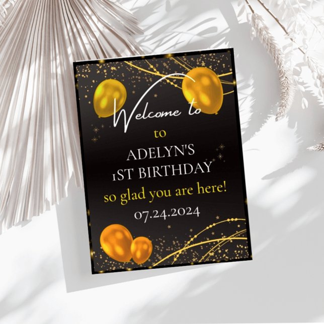 "Gold and Black Baby First Birthday Time" Poster (Creator Uploaded)