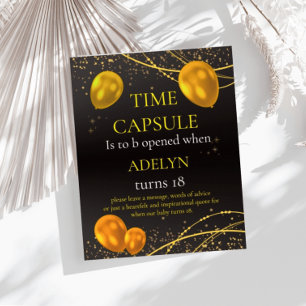 "Gold and Black Baby First Birthday Time"  Poster