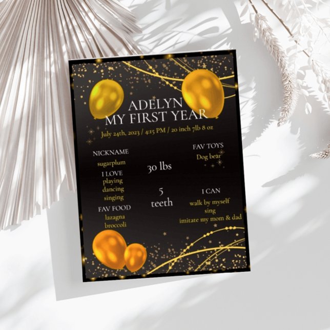 "Gold and Black Baby First Birthday year"  Poster (Creator Uploaded)