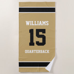 Gold and Black Beach Towel