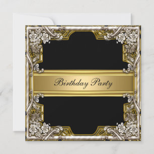 Gold and Black Birthday Party Invitation