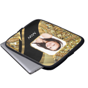 Gold and black bling laptop sleeve