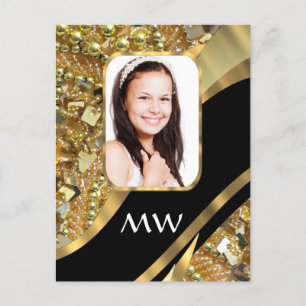 Gold and black bling postcard