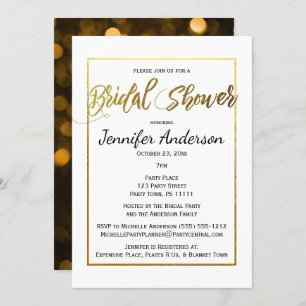 Gold and Black Bridal Shower Invitation