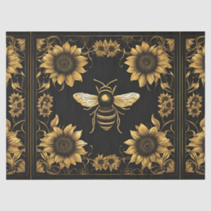 Gold and Black Bumble Bee And Sunflowers  Tissue Paper