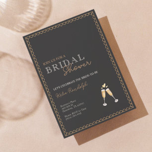 Gold and Black Champagne Bridal Shower Invitation