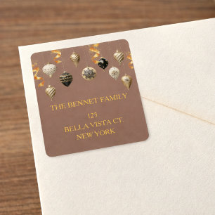 Gold and Black Christmas Baubles Label