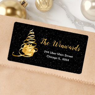 Gold and Black Christmas Gift Label