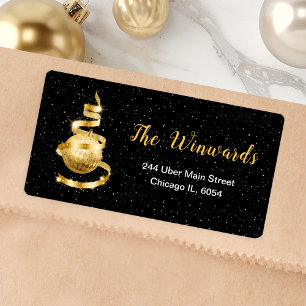 Gold and Black Christmas Ornament Label