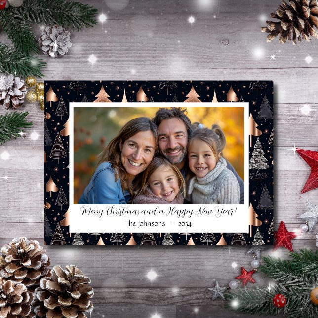 Gold and Black Christmas Tree Holiday Photo (Gold and Black Christmas Tree Holiday Photo)