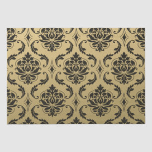 Gold and Black Classic Damask Tissue Paper