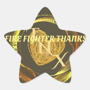 Gold And Black Classic Trendy Modern Firefighter Star Sticker