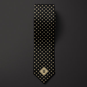 Gold and Black Classy Cat Monogram Tie