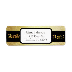 Gold and Black Classy  Return Address Sticker