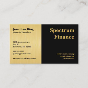 Gold and Black Colour Blocks Finance Real Estate Business Card