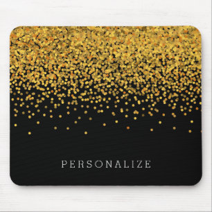 Gold and Black Confetti Mouse Pad