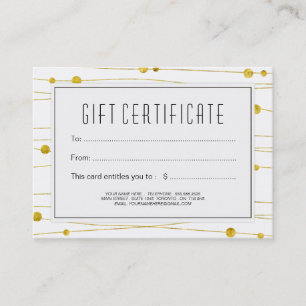 Gold and Black Confetti Strands Gift Certificate