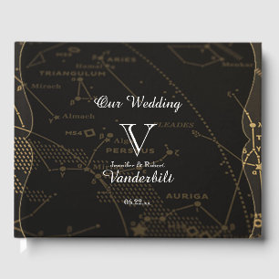 Gold and Black Constellation Wedding Guest Book