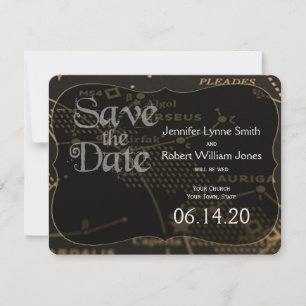 Gold and Black Constellation Wedding Save the Date