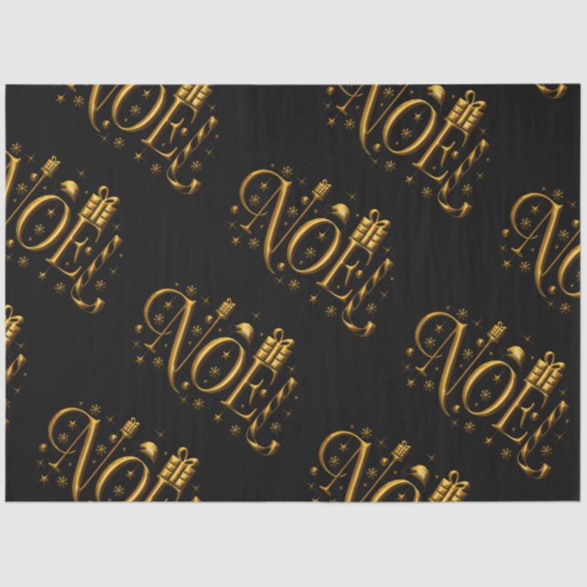 Gold and Black Contemporary Christmas Tissue Paper (Front)