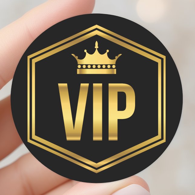 Gold and Black Crown VIP Party Pass Classic Round Sticker (Creator Uploaded)