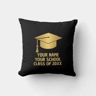 Gold and Black Custom Graduation Cushion