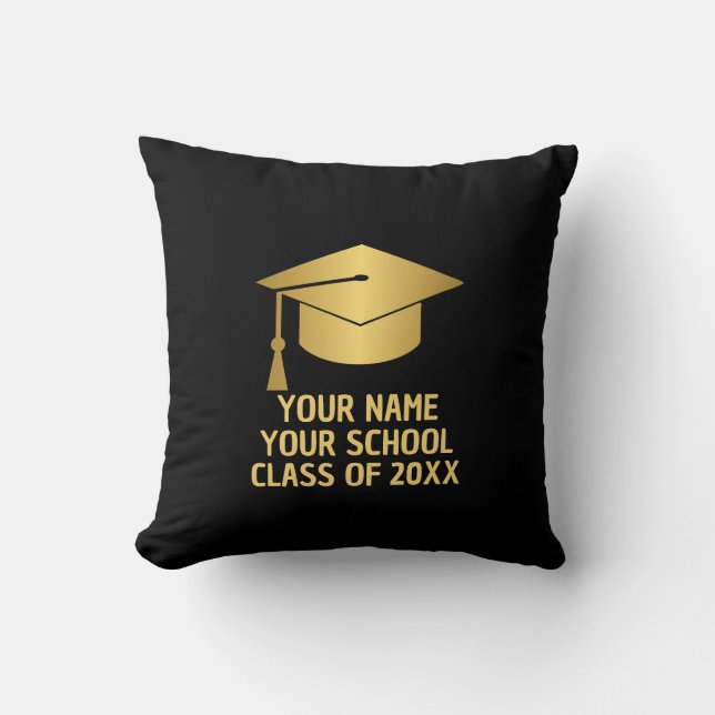 Gold and Black Custom Graduation  Cushion (Front)