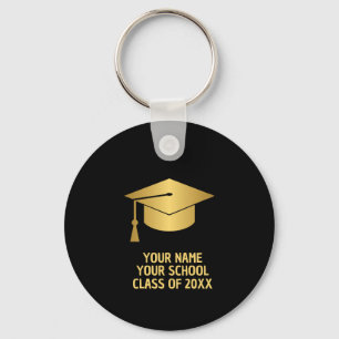 Gold and Black Custom Graduation Key Ring