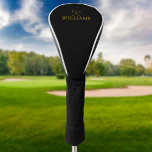 Gold And Black Custom Name Golf Clubs Golf Head Cover<br><div class="desc">Personalise the name in classic typography to create a unique golf gift and keepsake for any golfer. Designed by Thisisnotme©</div>