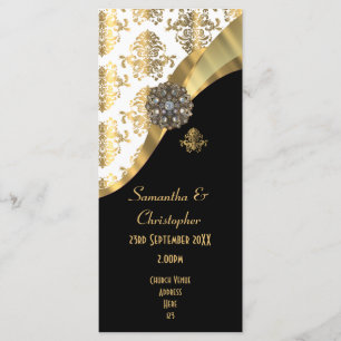 Gold and black damask church wedding program