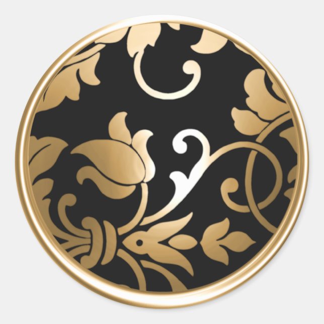 Gold and Black Damask Envelope Seal (Front)