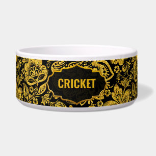 Gold and Black Damask Pattern Custom Name