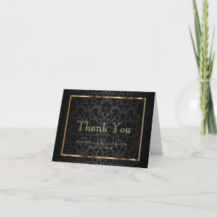 Gold and Black Damask - Thank You Card