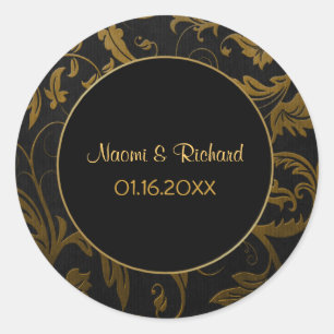 Gold and Black Damask Wedding Seal - Customise
