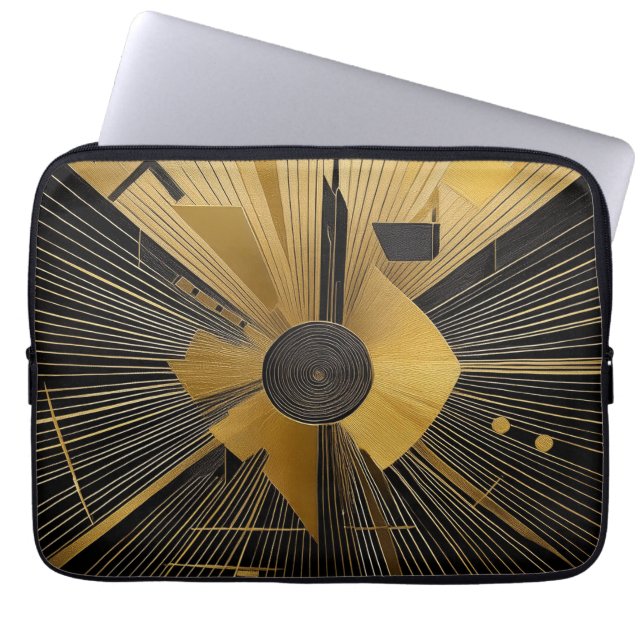 Gold and Black Design Laptop Sleeve (Front)