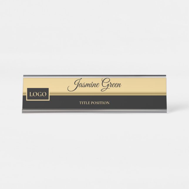 Gold And Black Desk Name Plate (Front)