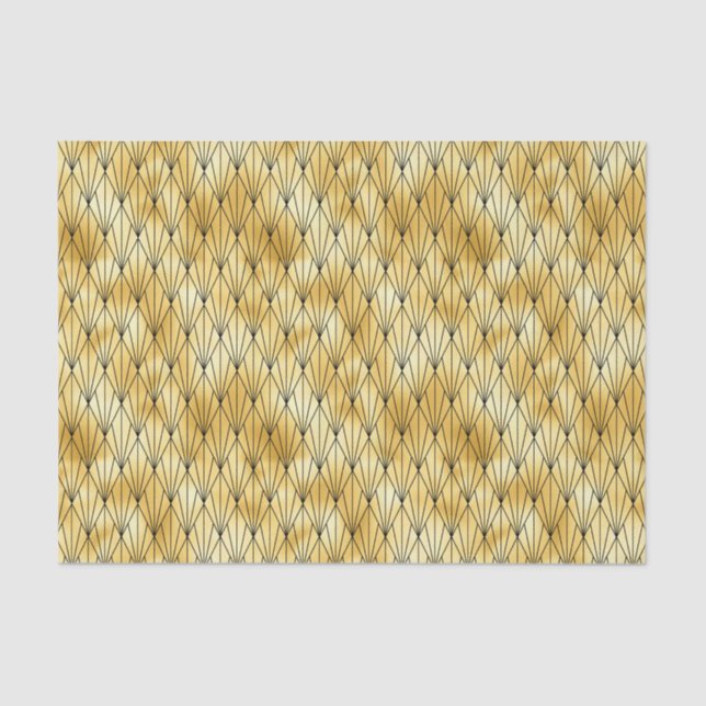 Gold and Black Diamond Art Deco Pattern Tissue Paper (Front)