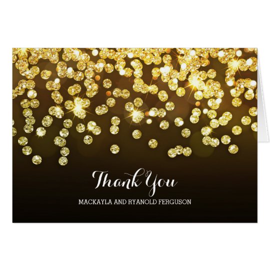 Gold and Black Diamonds Wedding Thank You Card