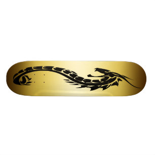 GOLD AND BLACK DRAGON DESIGN SKATEBOARD