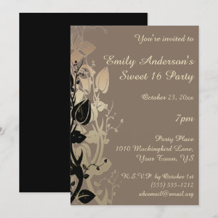 Gold and Black Elegant Sweet 16 Birthday Invitation
