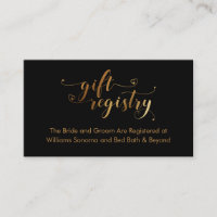 Gold and Black Elegant, Unique Gift Registry Cards