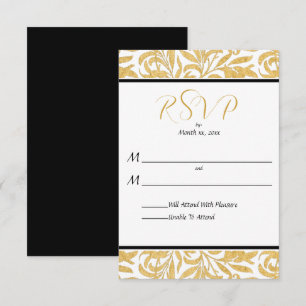 Gold and Black Elegant Wedding Reply RSVP Card