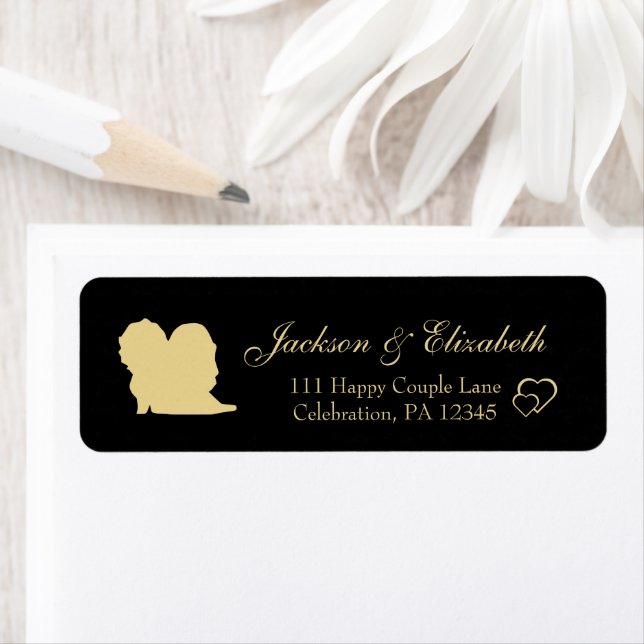 Gold and Black Elegant Wedding Return Address Label (Insitu)