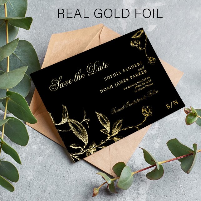 Gold and black elegant wedding save the date (Creator Uploaded)