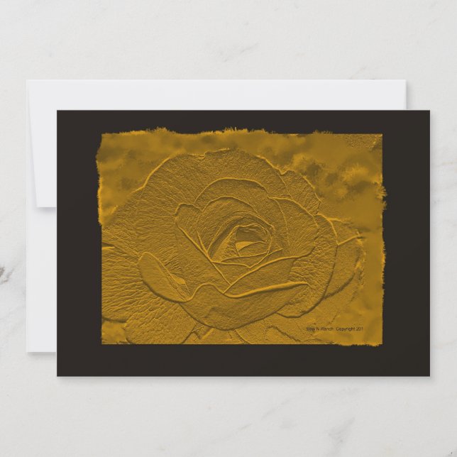 Gold and Black Embossed Rose Invitation (Front)
