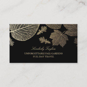 Gold and Black Fall Leaves Elegant Business Card