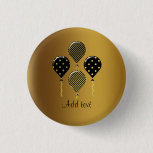 Gold and Black Festive Balloons Template 3 Cm Round Badge
